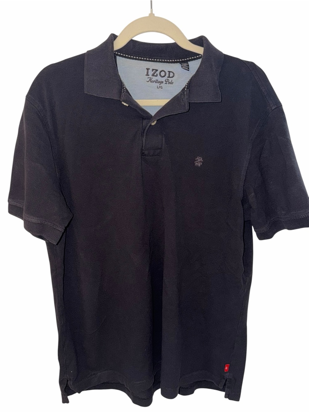IZOD Heritage Polo Black Short Sleeve Cotton Polo Shirt Large